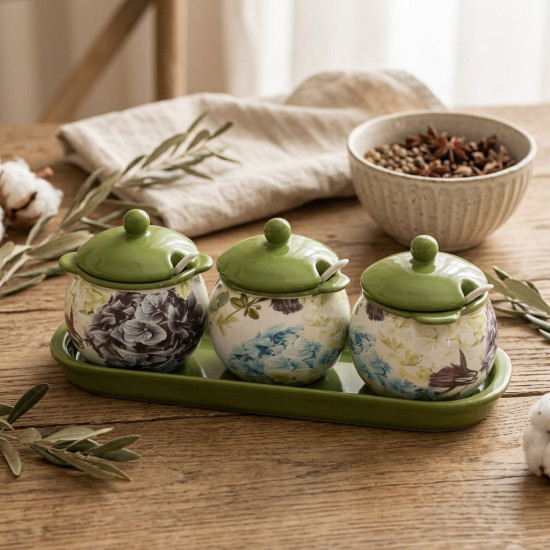 Porcelain Spice Jar Set - 4 Pcs